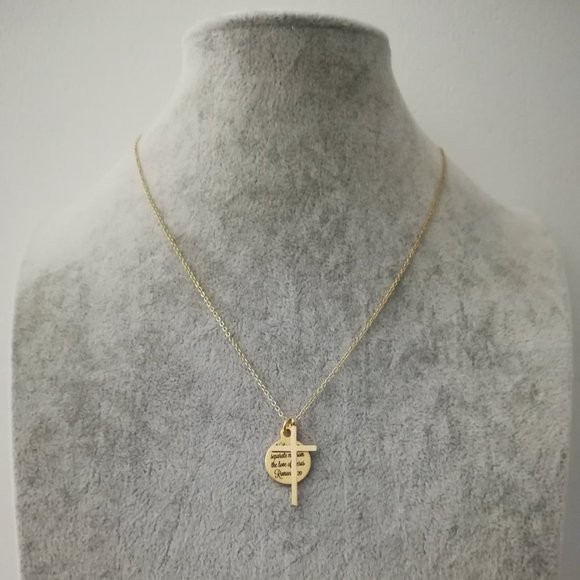 Gold Christian Cross Bible Scripture Necklace - Picture 4 of 5